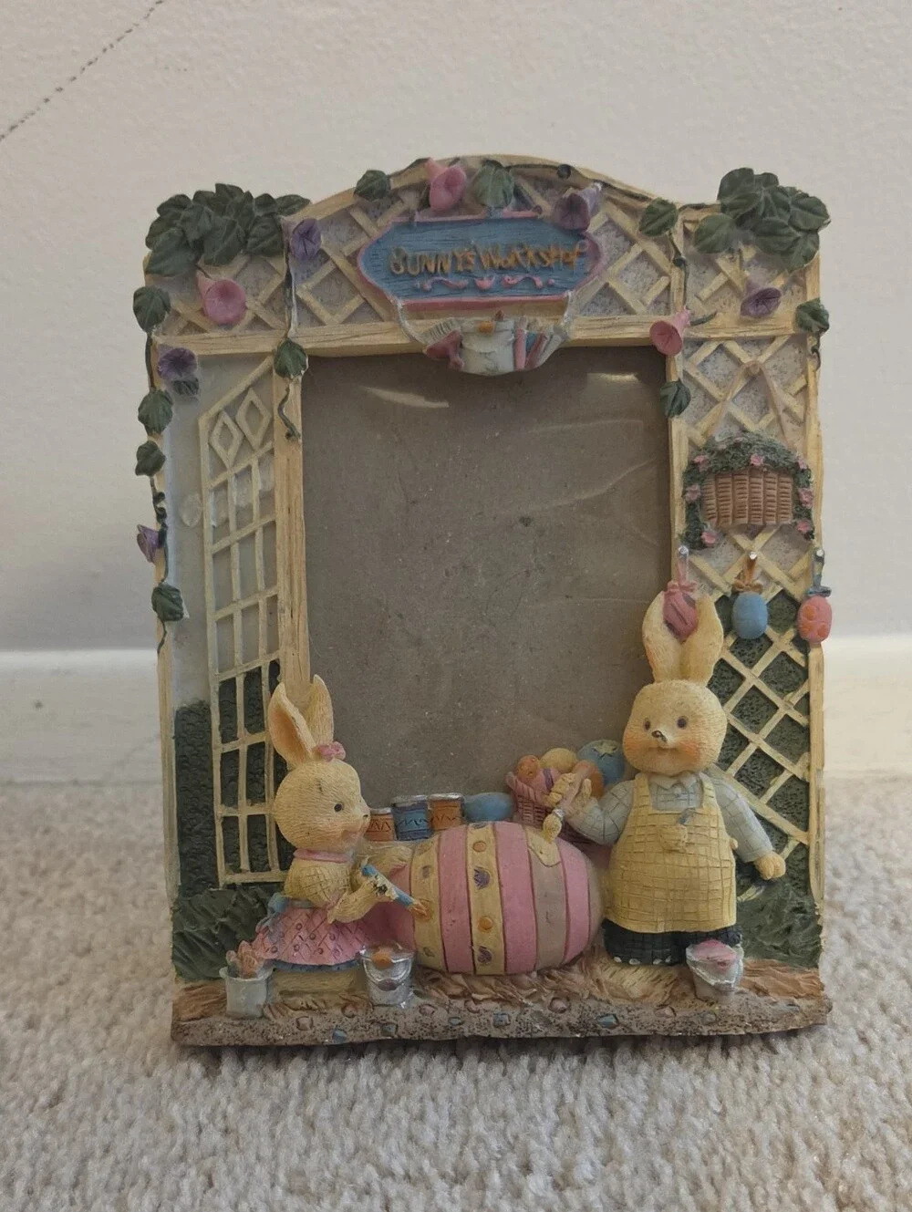 Easter Bunny Frame with Pastel Pink Egg